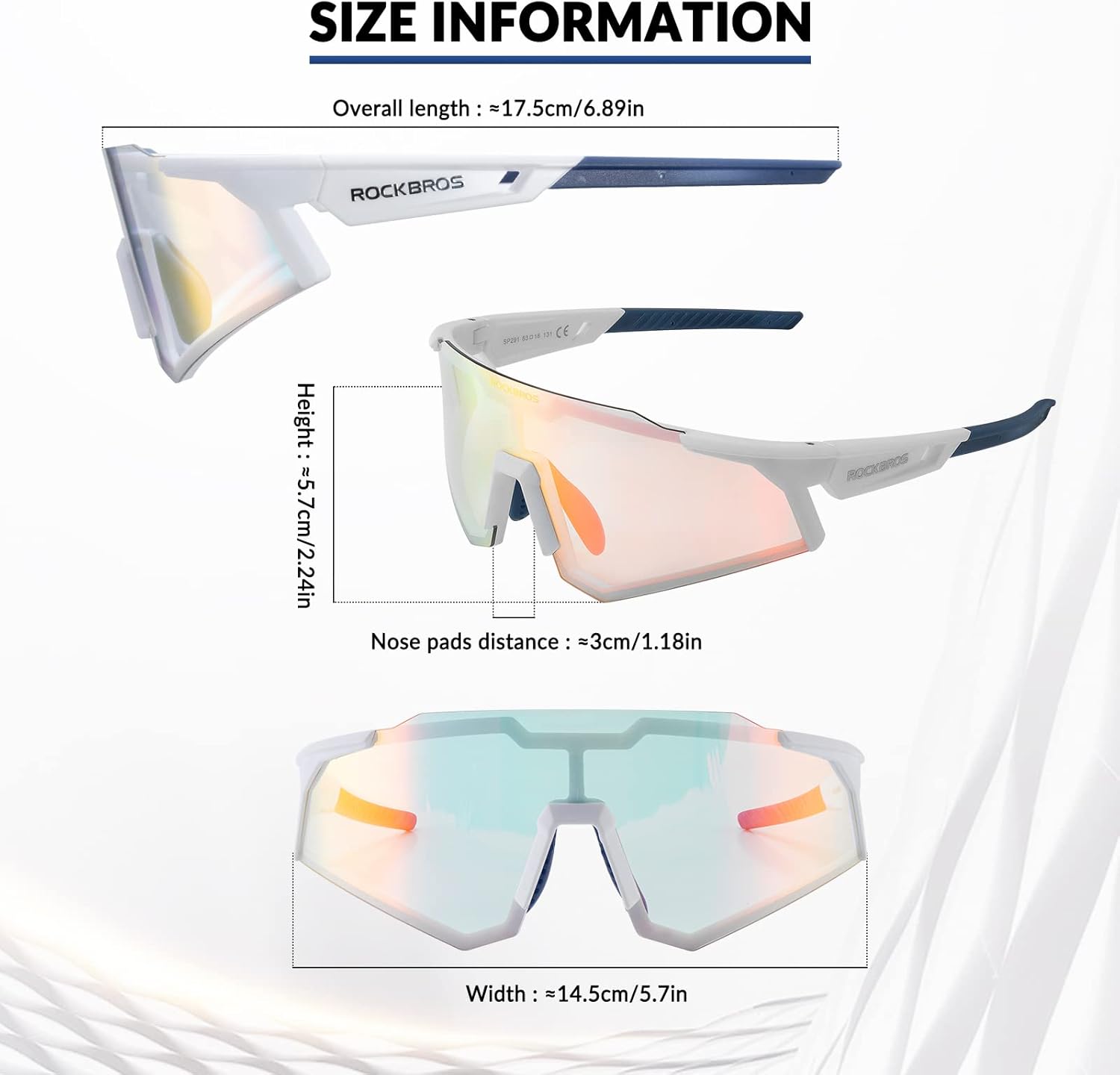 rockbros tr90 frame photochromic sunglasses for sports#color_off-white