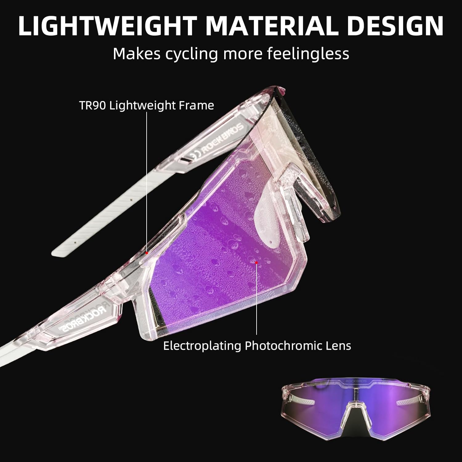 tr90 frame sunglasses with uv protection for cyclists#color_purple
