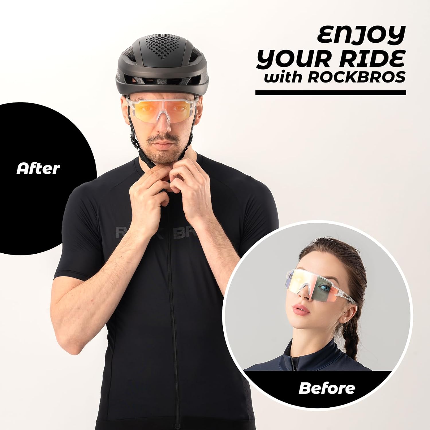 rockbros tr90 frame sports glasses for running#color_transparent