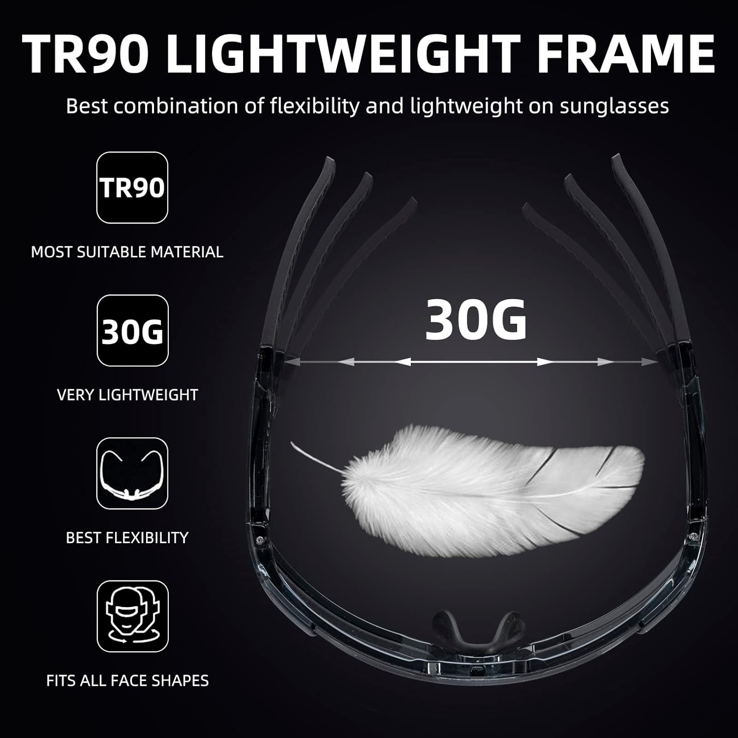 tr90 half frame photochromic sunglasses for adults#color_white