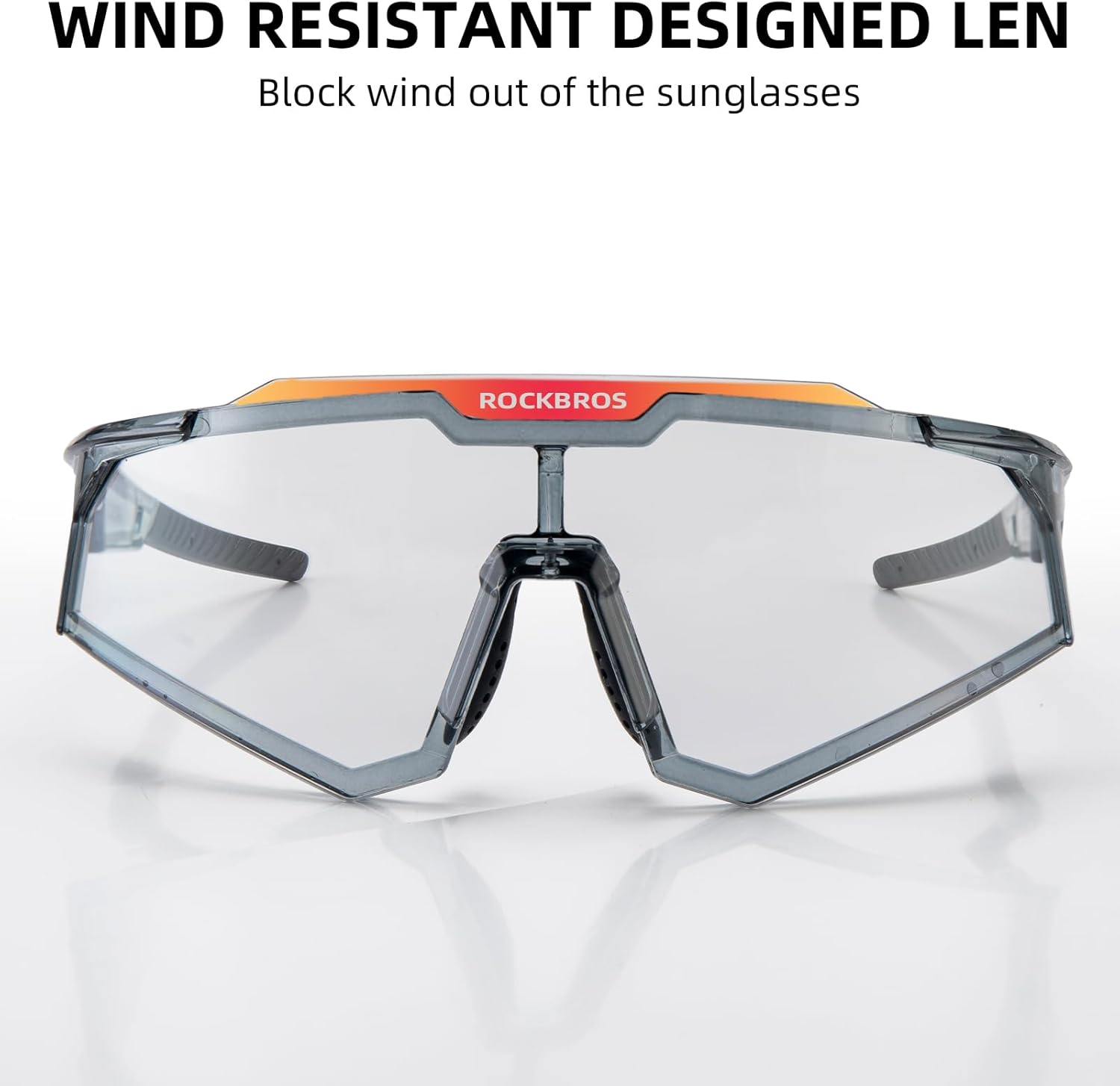 rockbros lightweight  tr90 half frame photochromic sunglasses for adults#color_white