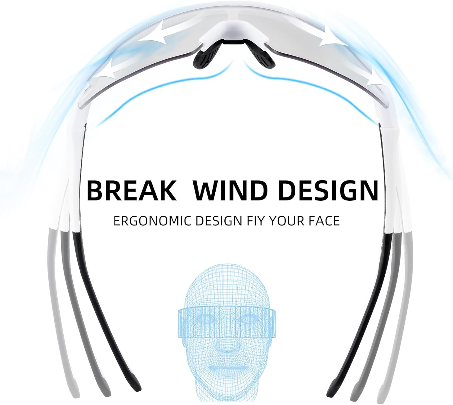 tr90 frame photochromic sunglasses with anti slip features#color_black-white-anti-fog