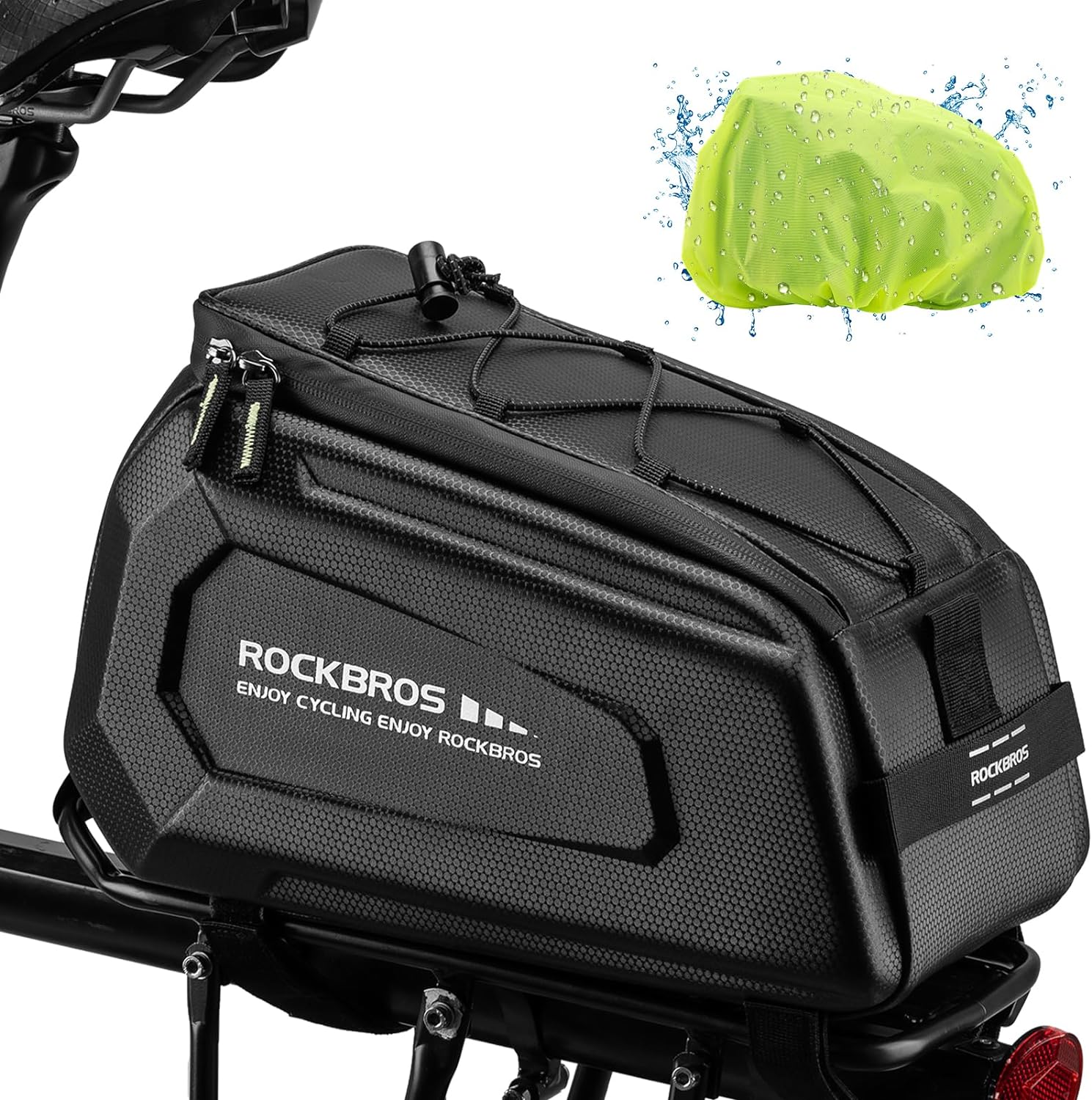 ROCKBROS Hard Shell Bike Rack Bag Waterproof 9L Capacity with Shoulder