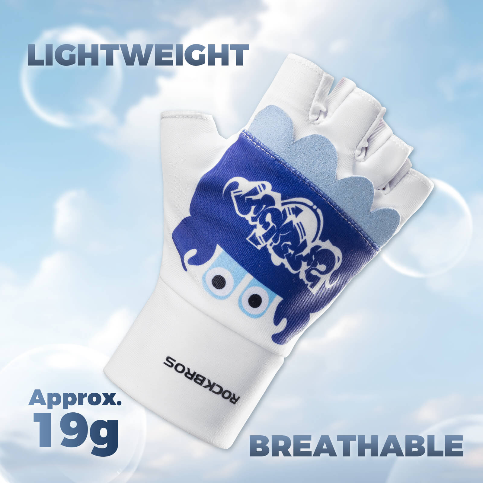 ROCKBROS kids half-finger cycling gloves featuring cute patterns for boys and girls.
#color_sky blue