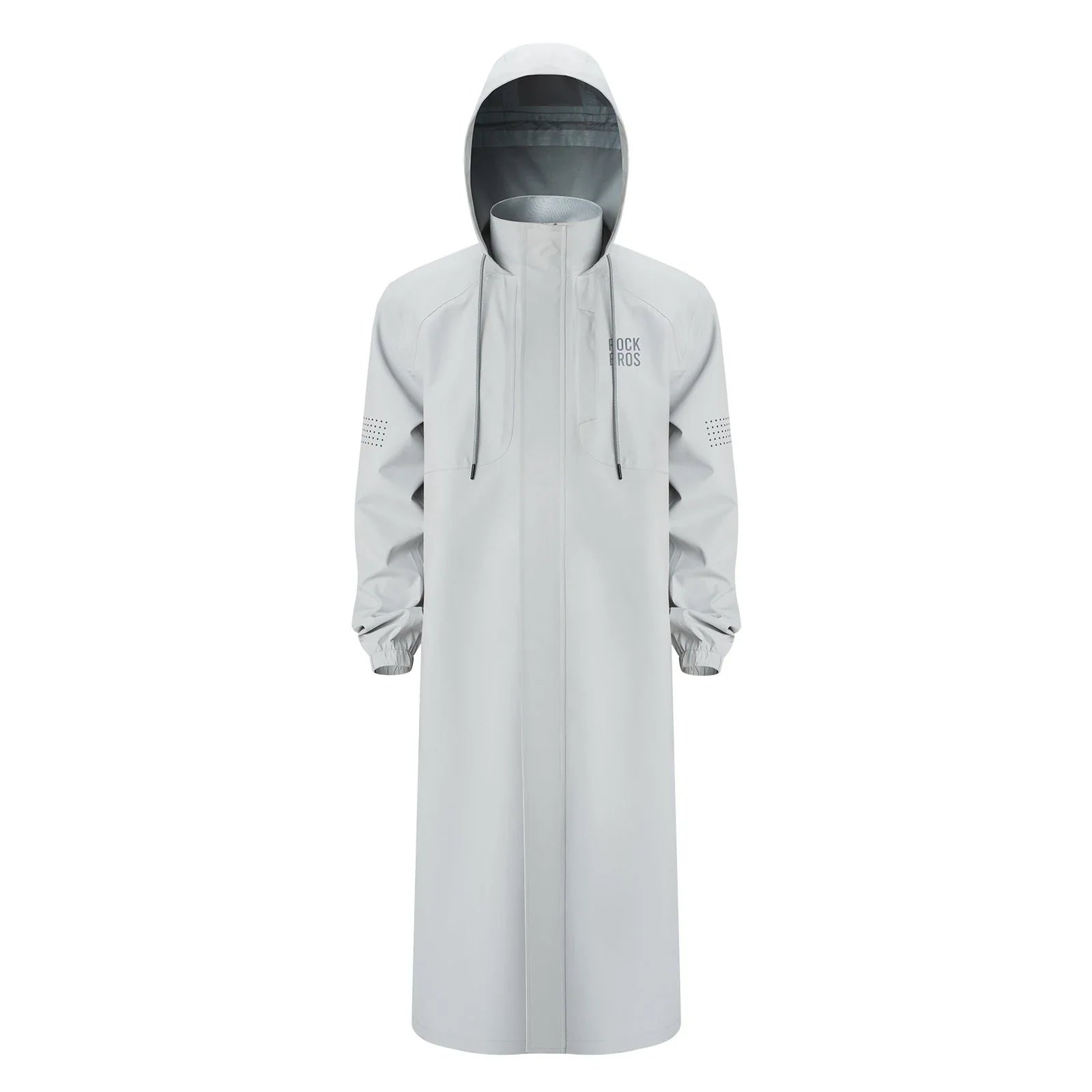 rockbros hooded long rain poncho #Color_White