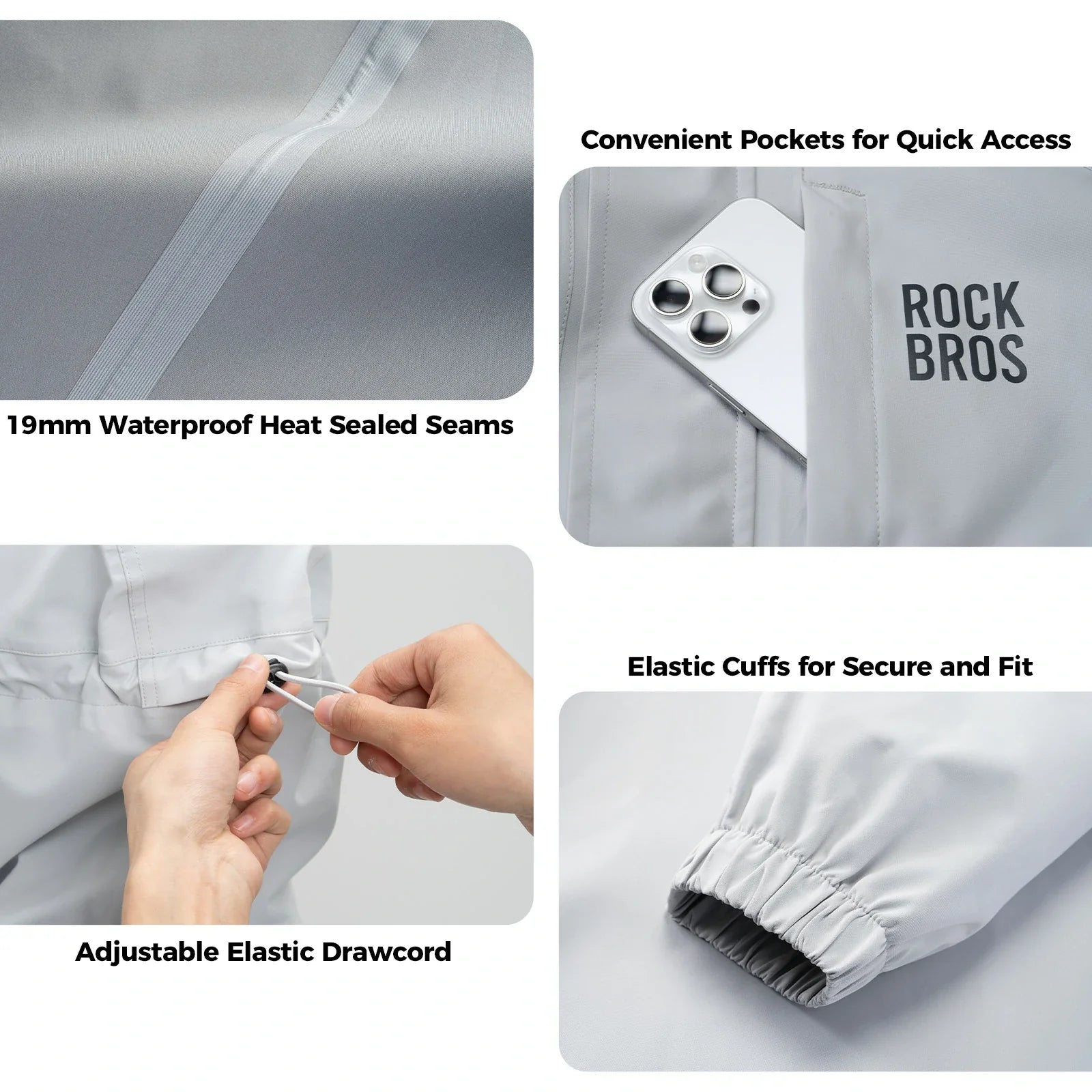 rockbros hooded long rain poncho