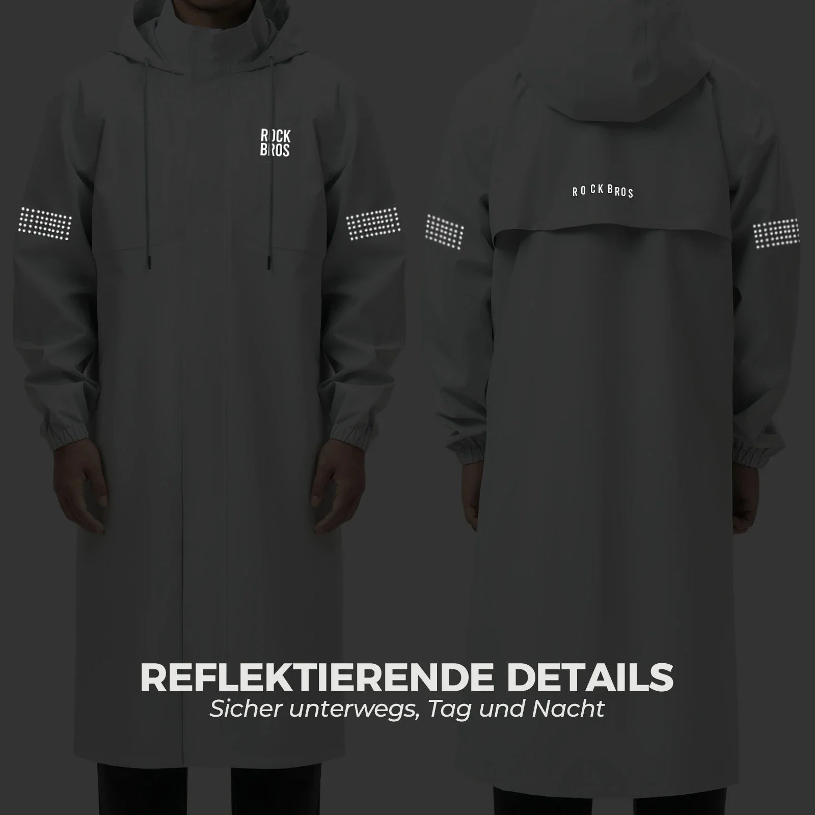 rockbros hooded long rain poncho