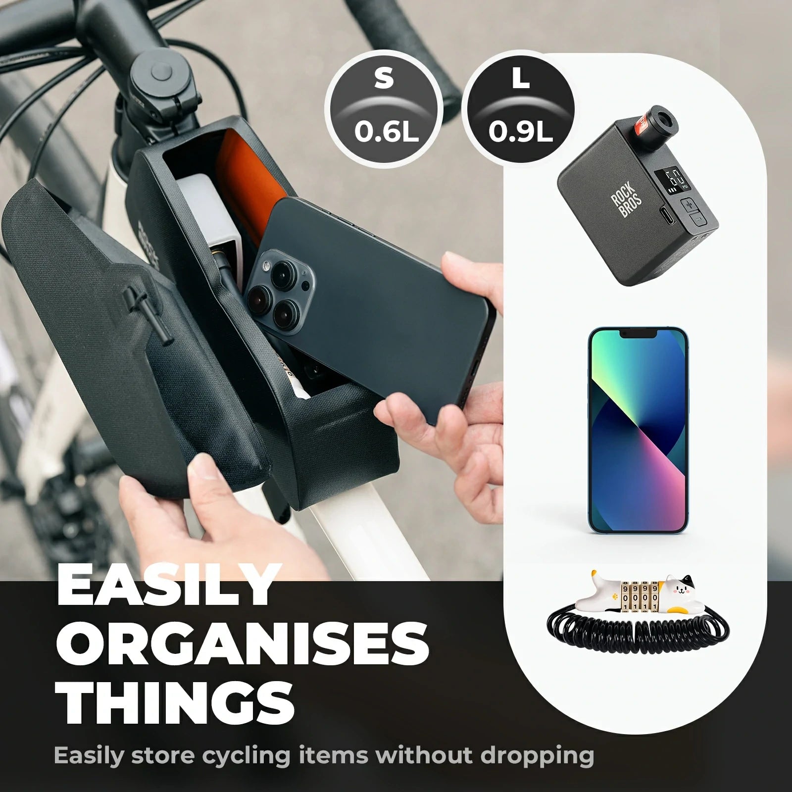 waterproof magnetic bike bag#color_black