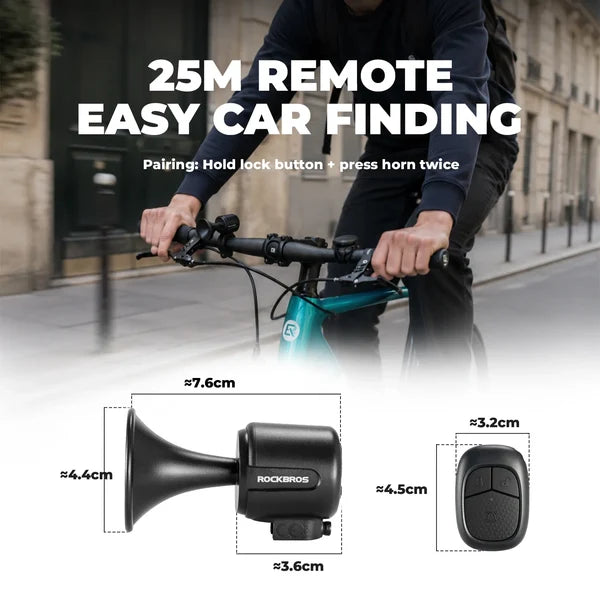 ROCKBROS Compact water-resistant electric bike bell with flexible silicone handlebar mount
