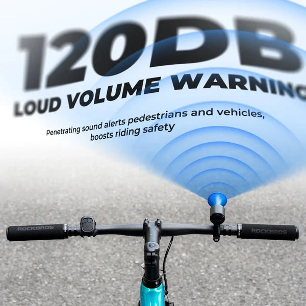 ROCKBROS Compact water-resistant electric bike bell with flexible silicone handlebar mount