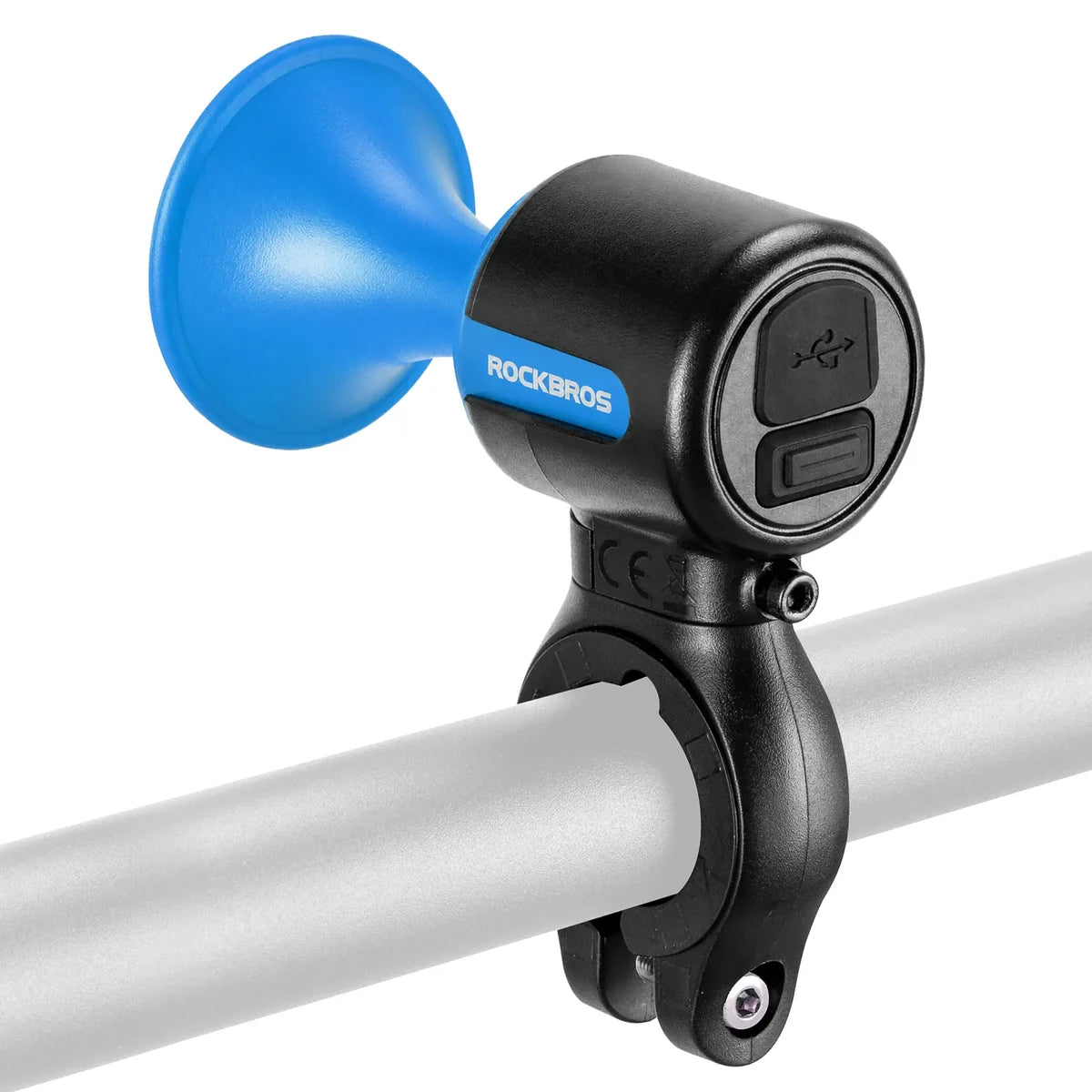 ROCKBROS Compact water-resistant electric bike bell with flexible silicone handlebar mount
#Color_Blue