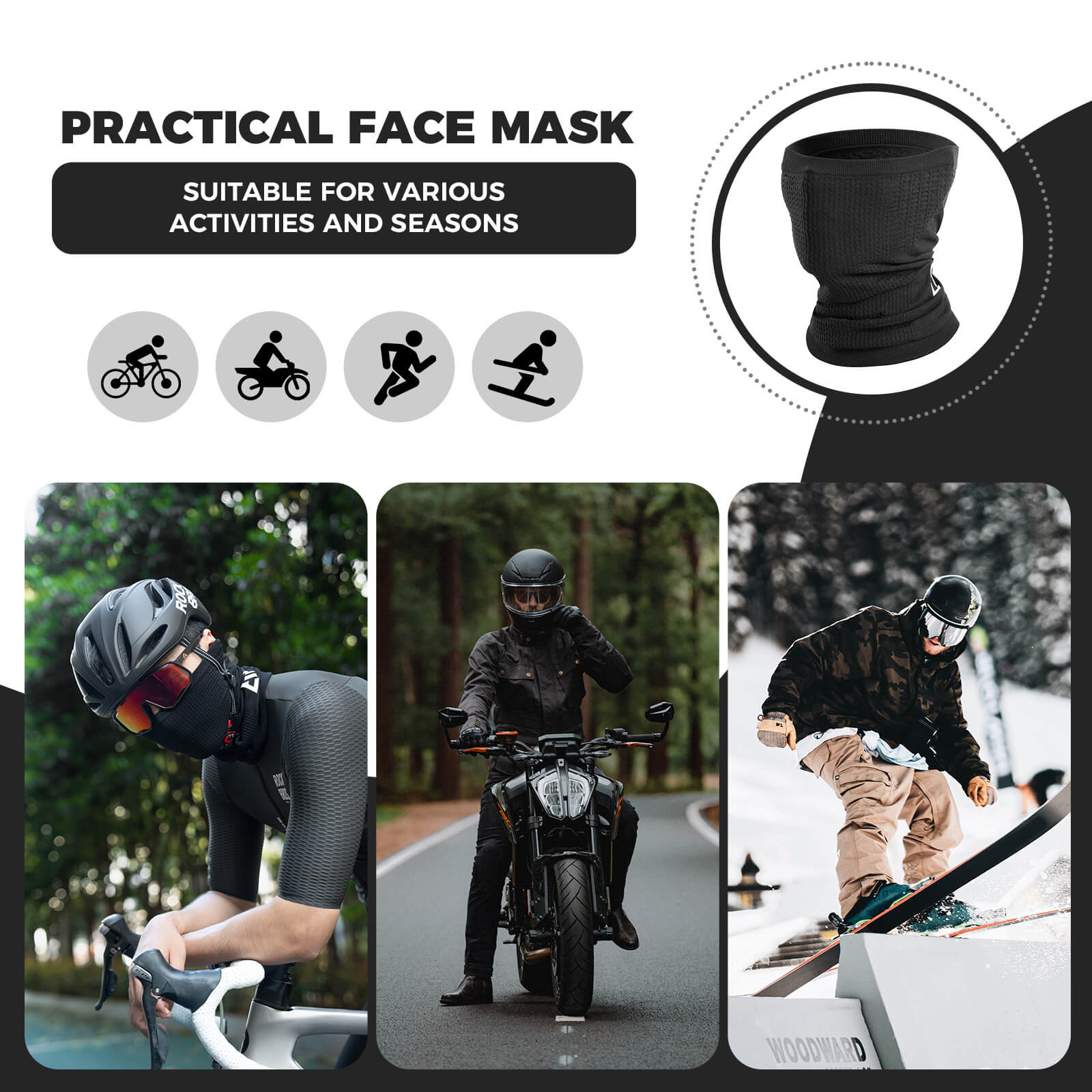 Breathable ROCKBROS summer balaclava face mask, woven for lightweight sun protection and moisture-wicking comfort during warm-weather rides.