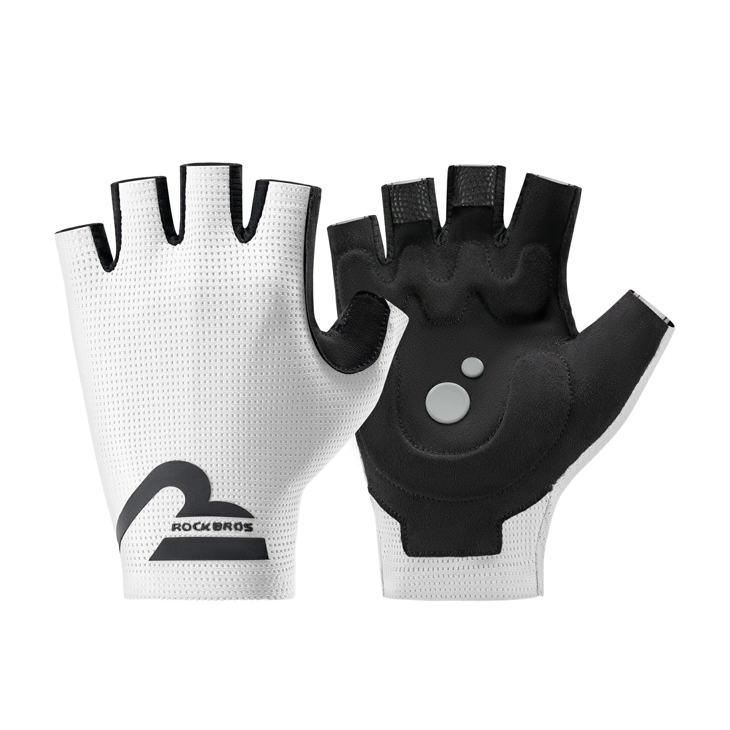 S407 Half-Finger Cycling Gloves with SBR Palm Breathable Mesh, Beige / S