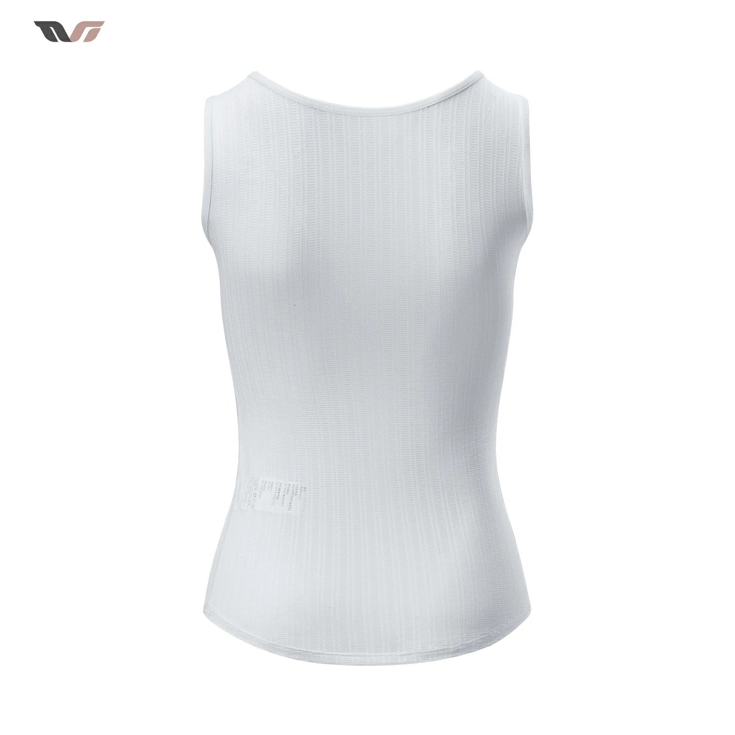 A white sleeveless athletic tank top with a ribbed texture, shown against a plain white background. #Color_White