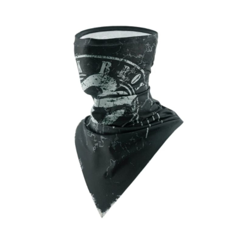 Black and gray patterned neck gaiter on a white background #Color_Black