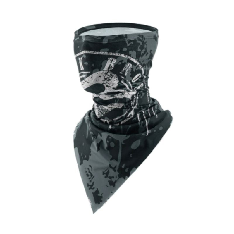Black and gray patterned neck gaiter on a white background #Color_Gray