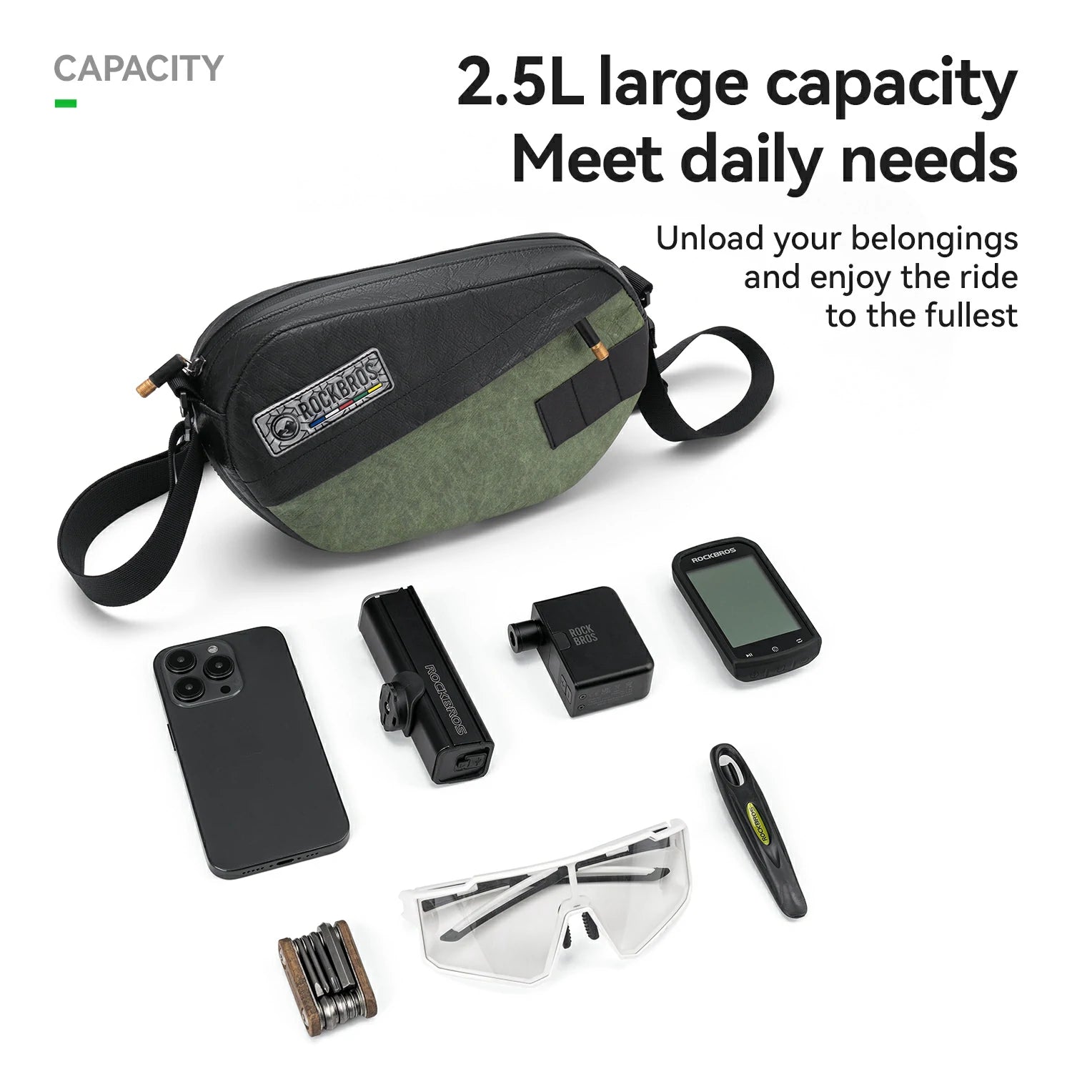 Sustainable Eco-Friendly Recycled Tire Bike Handlebar Bag 2.5L ROAD TO SKY