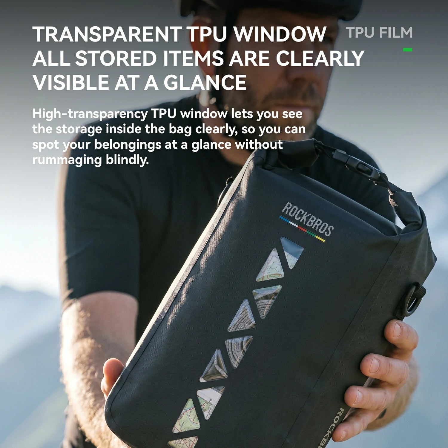 TL-171 4L 100%Waterproof Bike Fork Bag with Clear TPU Window ROAD TO SKY