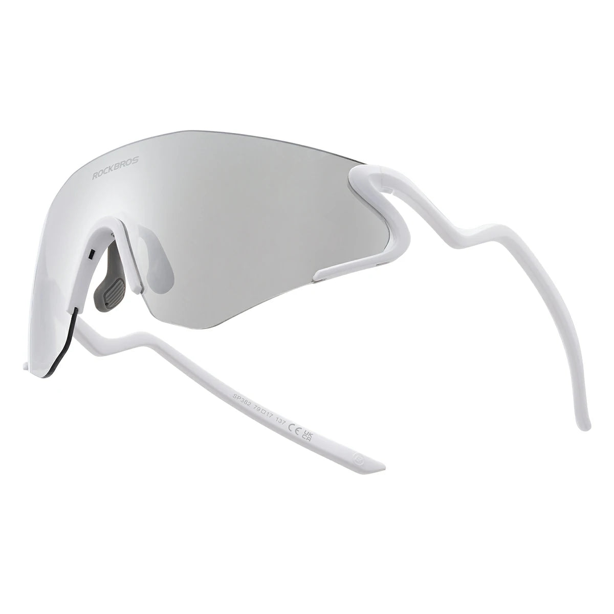 White sunglasses with a reflective lens on a white background #Color_White
