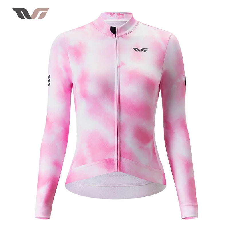 TVI Cycling Jersey Fleece Long Sleeve for 41–68 °F-Fantasy Pink