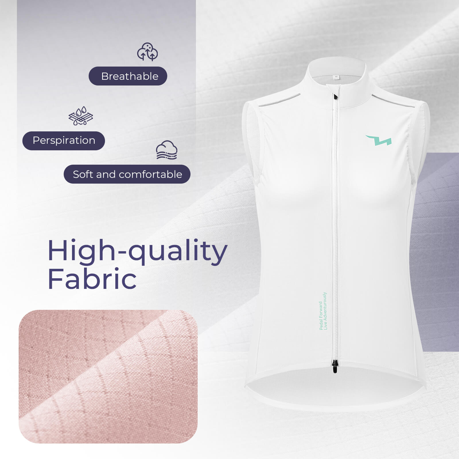 TVI windproof women's cycling vest MJ008, lightweight and breathable design for added protection during windy rides. #Color_White