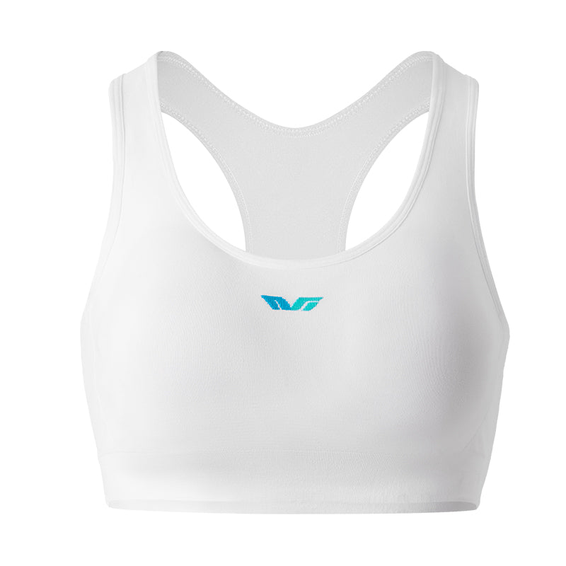 White sports bra with a TVI logo#color_white