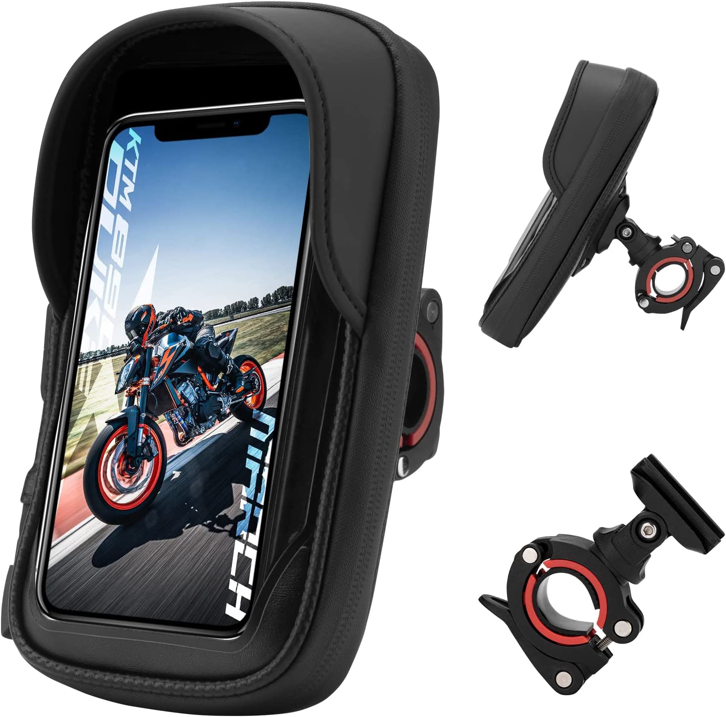 ROCKBROS Motorcycle Phone Mount Waterproof Handlebar Bag Phones Below