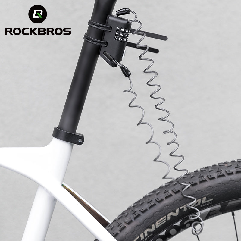 ROCKBROS 1.5M Portable Bicycle Cable Lock - Combination Helmet Lock - ROCKBROSUSA