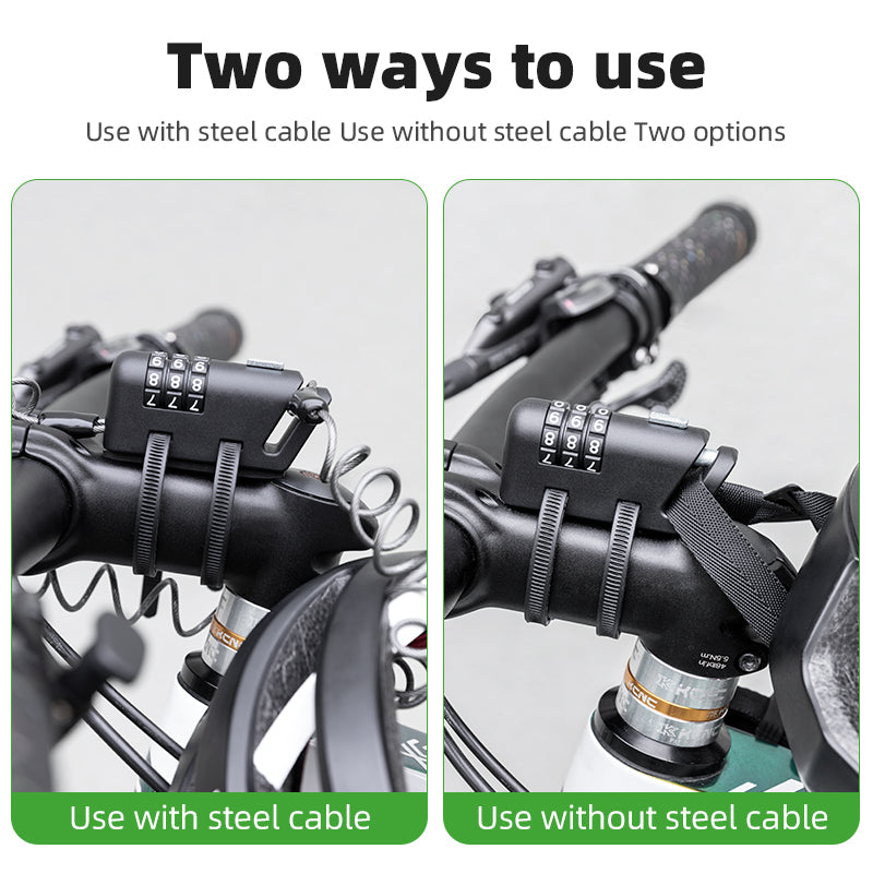ROCKBROS 1.5M Portable Bicycle Cable Lock - Combination Helmet Lock - ROCKBROSUSA