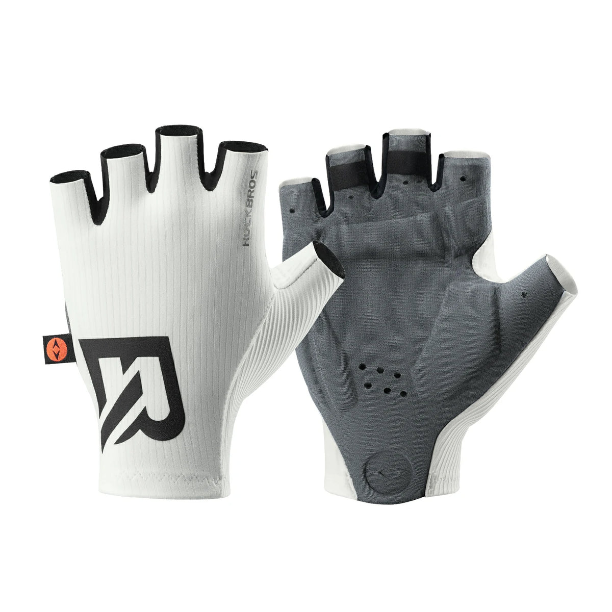 ROCKBROS Elastic Interface Gel Padded Half Finger Cycling Gloves – Breathable, Shock-Absorbing, for Men Women, White / XL