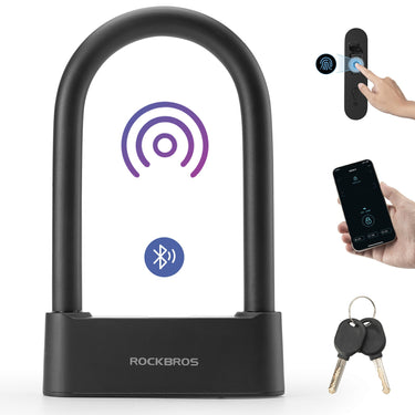 ROCKBROS Smart Bike U Lock with Fingerprint and App Control Waterproof - ROCKBROS