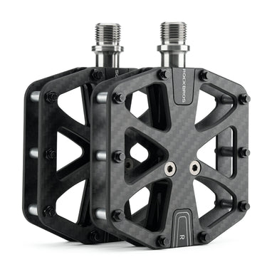 ROCKBROS Carbon Fiber Bike Pedals, Lightweight 3-Bearing, Non-Slip, 9/16" Wide Flat