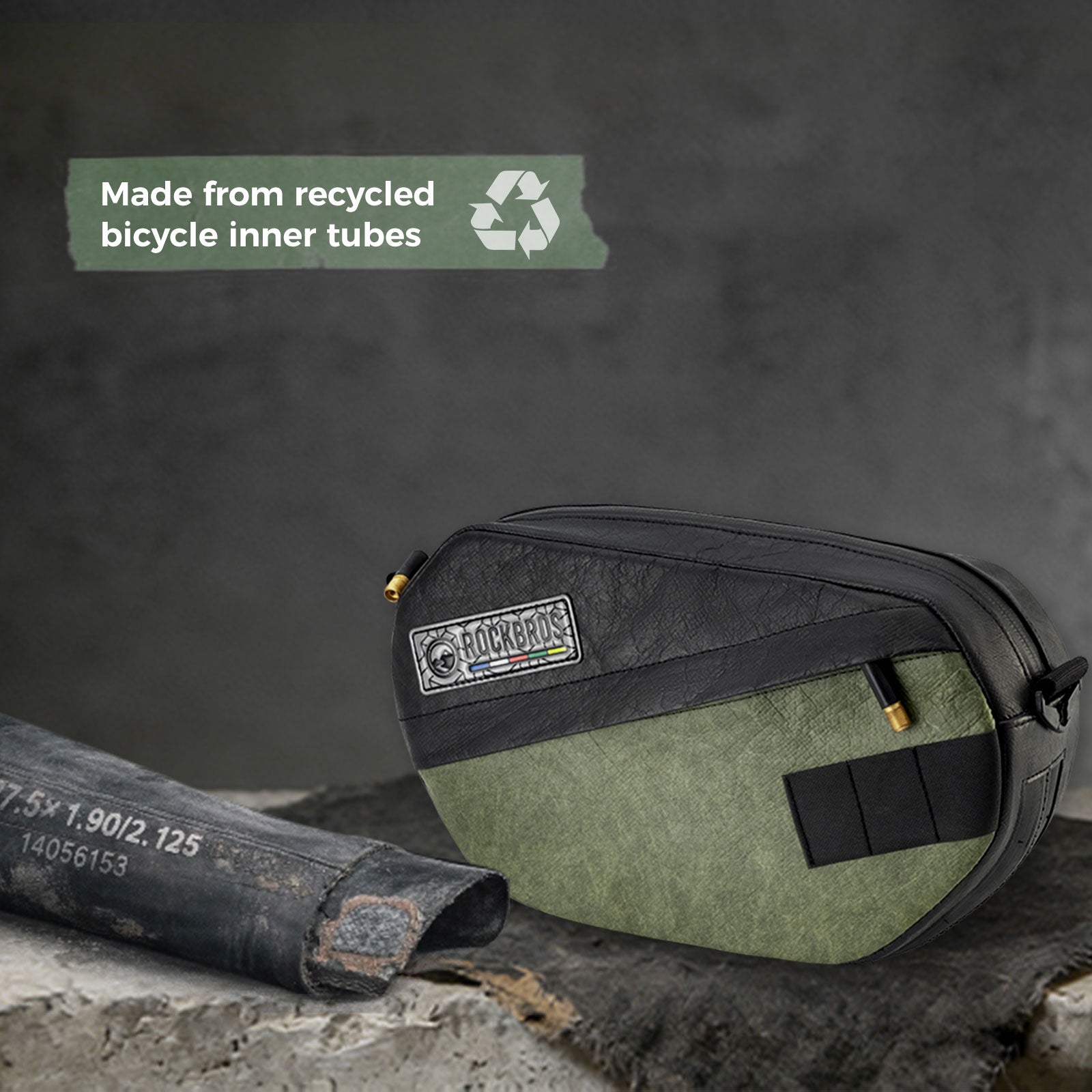 Sustainable Eco-Friendly Recycled Tire Bike Handlebar Bag 2.5L ROAD TO SKY