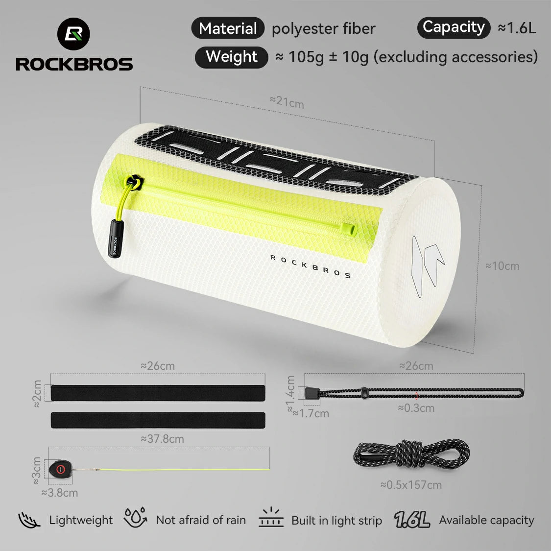ROCKBROS bicycle handlebar bag with secure multi-strap mounting system