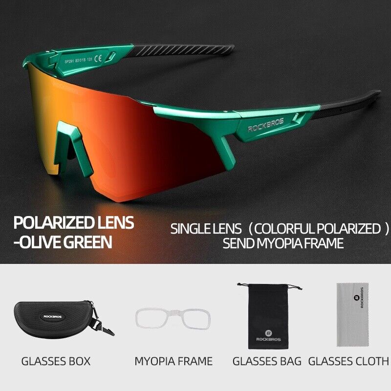 ROCKBROS Photochromic Goggle Cycling Sunglasses Sport Road Mountain Bike Glasses, Green Polarized