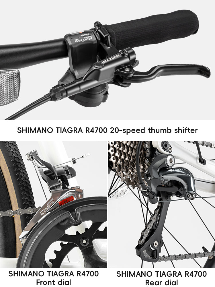 ROCKBROS 20-Speed Flat Handlebar Road Bike Carbon Fiber Fork Aluminum Frame Hydraulic Disc Brakes 11-32T