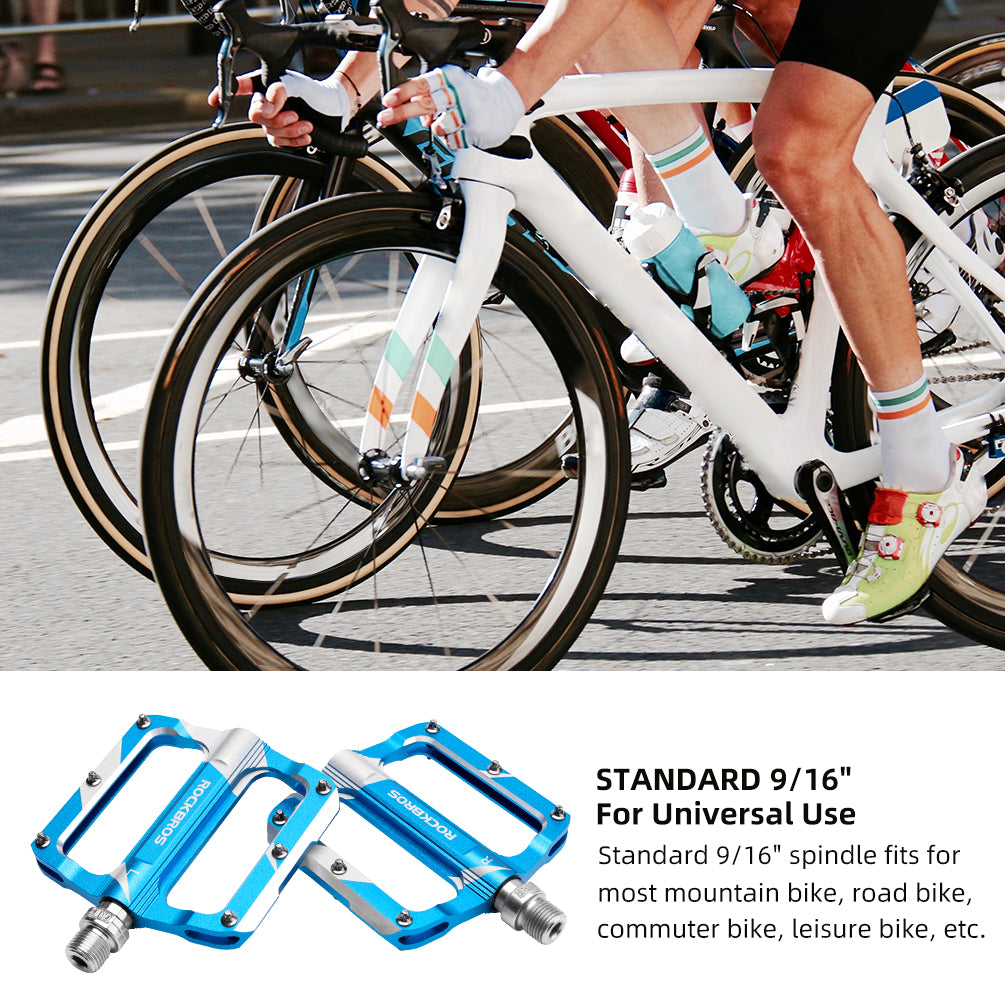 ROCKBROS Mountain MTB Bike Pedals Flat Bicycle 9/16 Lightweight Carbon Fiber Sealed Bearing Alloy Flat - ROCKBROS