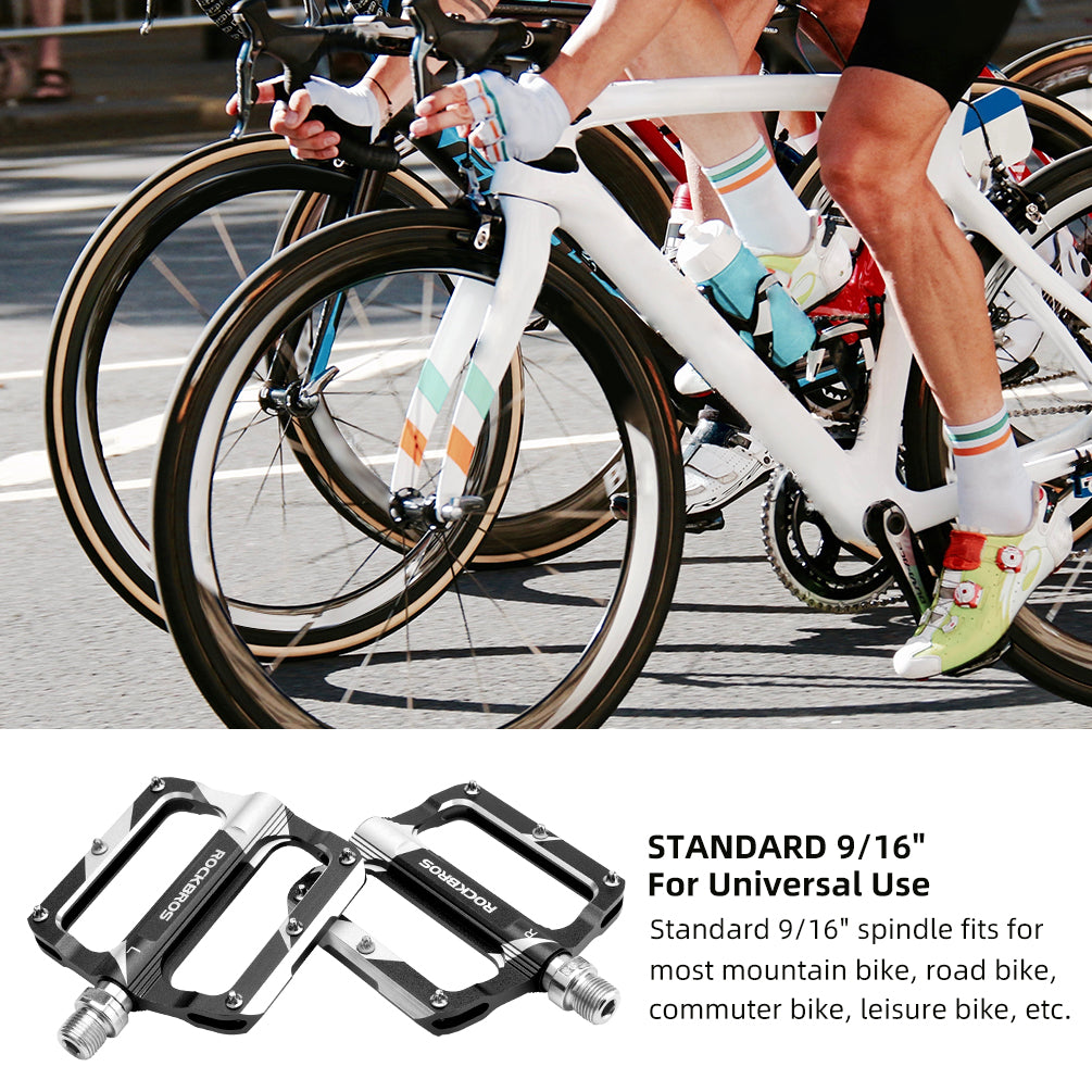 ROCKBROS Mountain MTB Bike Pedals Flat Bicycle 9/16 Lightweight Carbon Fiber Sealed Bearing Alloy Flat - ROCKBROS