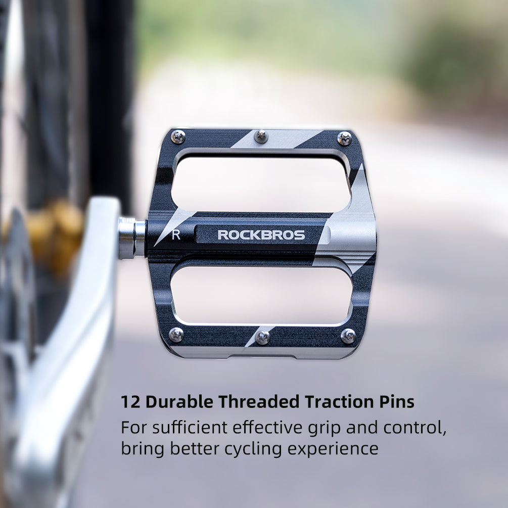 ROCKBROS Mountain MTB Bike Pedals Flat Bicycle 9/16 Lightweight Carbon Fiber Sealed Bearing Alloy Flat - ROCKBROS