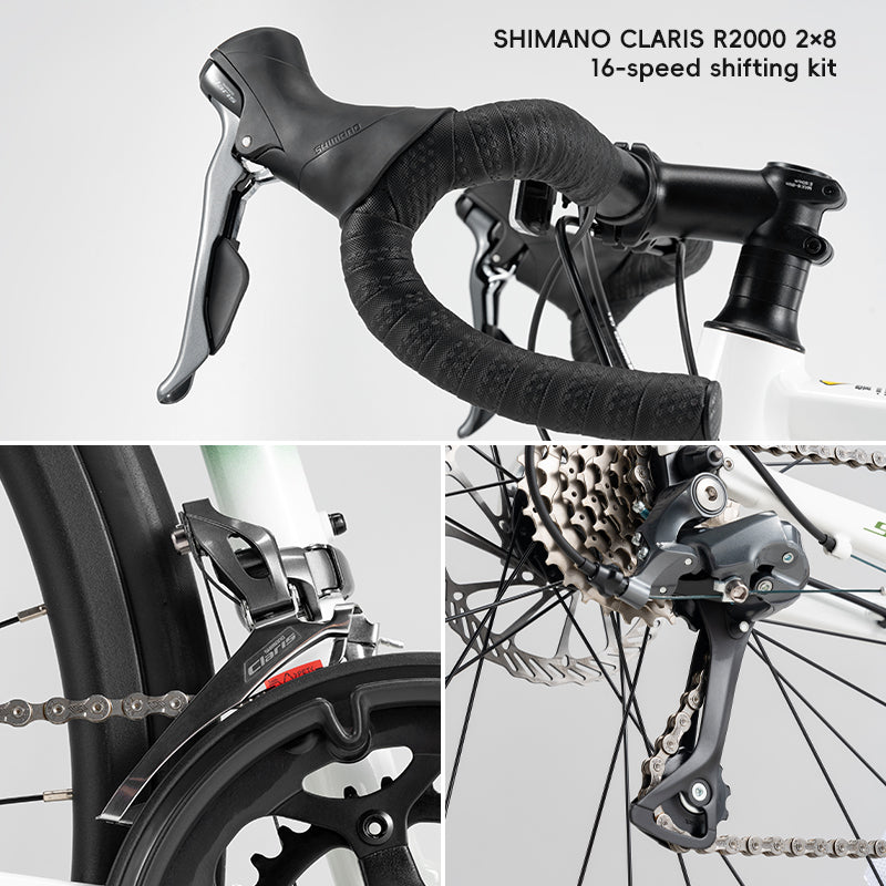 ROCKBROS 16-Speed Bend  Handlebar Road Bike Aluminum Frame Wire pull disc brake 11-32T