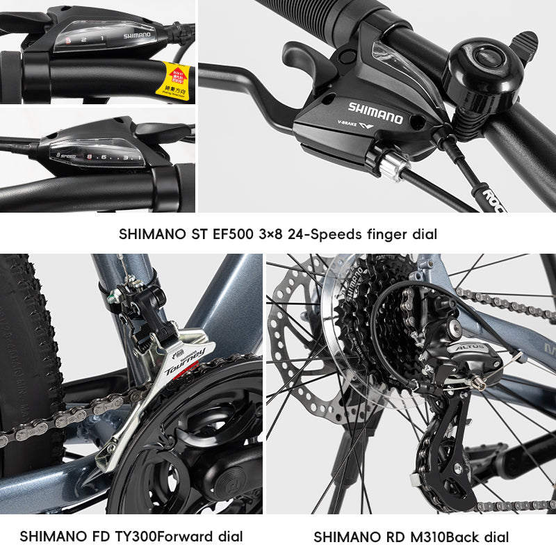 ROCKBROS 24-Speed 27.5"Mountain Bike Lockable Shock Absorber Aluminum Frame Wire-Drawn Disc Brakes