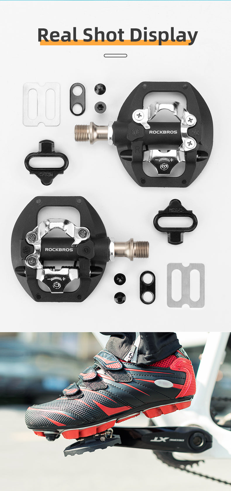 ROCKBROS SPD Dual-Purpose Bike Pedals - Compatible with Shimano MTB/Road - ROCKBROSUSA