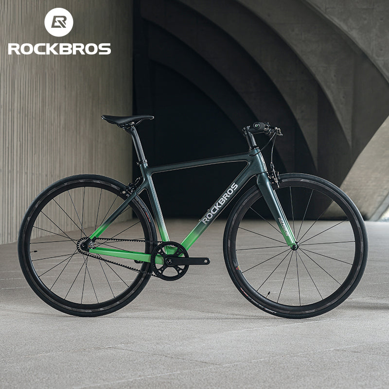 ROCKBROS T700 Carbon Fiber Aerodynamic Flat Road Bike  V-brake Leisure City Bike Green Black