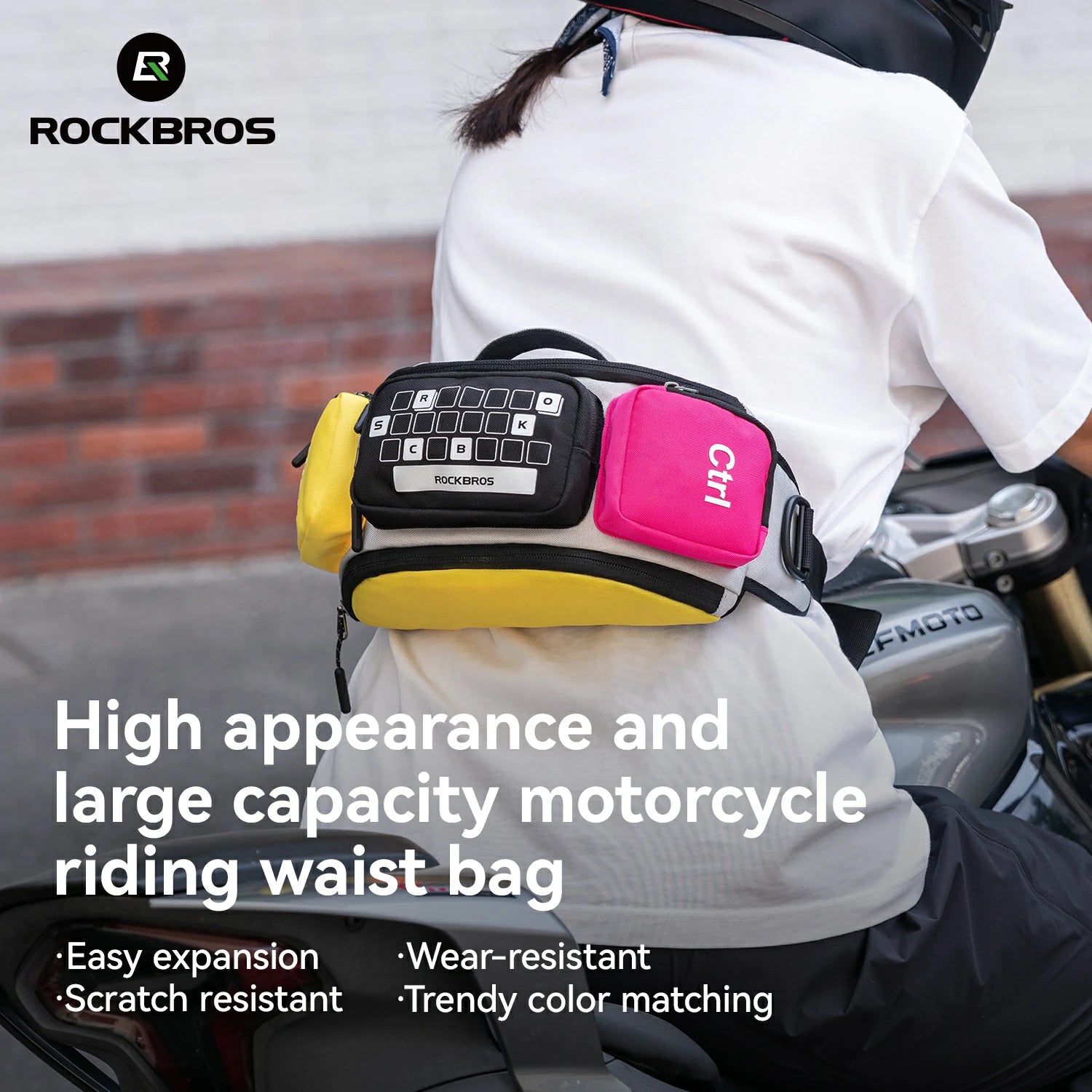 3.2L Expandable Motorcycle Waist Bag with Magnetic Buckle