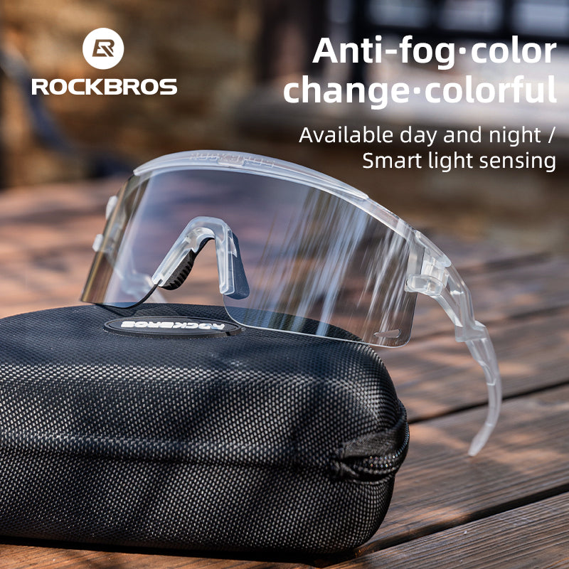 ROCKBROS Photochromic Cycling Glasses Anti-fog UV Protection Mountain Bike Glasses
