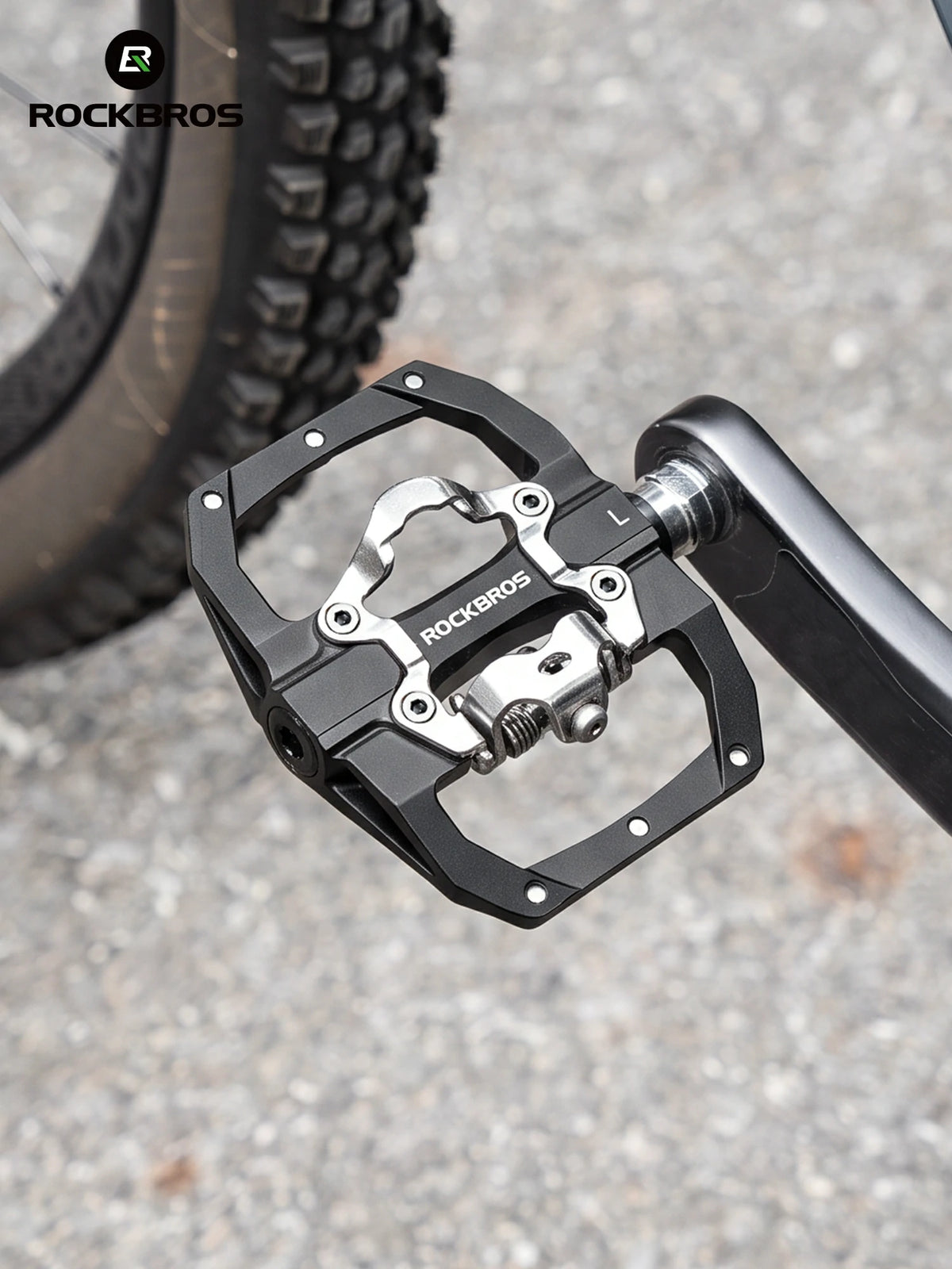 Dual‑Function Bike Pedals, SPD Compatible Flat & Clipless Bicycle Pedals for Mountain Road Bikes