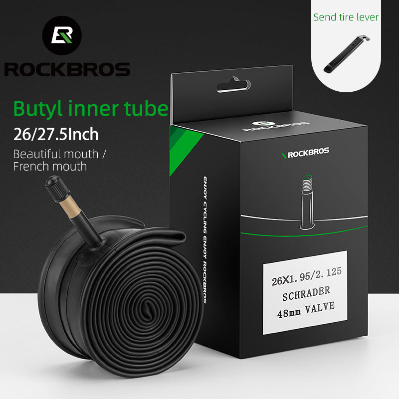 ROCKBROS 26'/27.5'X1.95/2.125 Mountain Bike Inner Tube 48mm Presta/Schrader Valve High Self Sealing Butyl Rubber - ROCKBROS