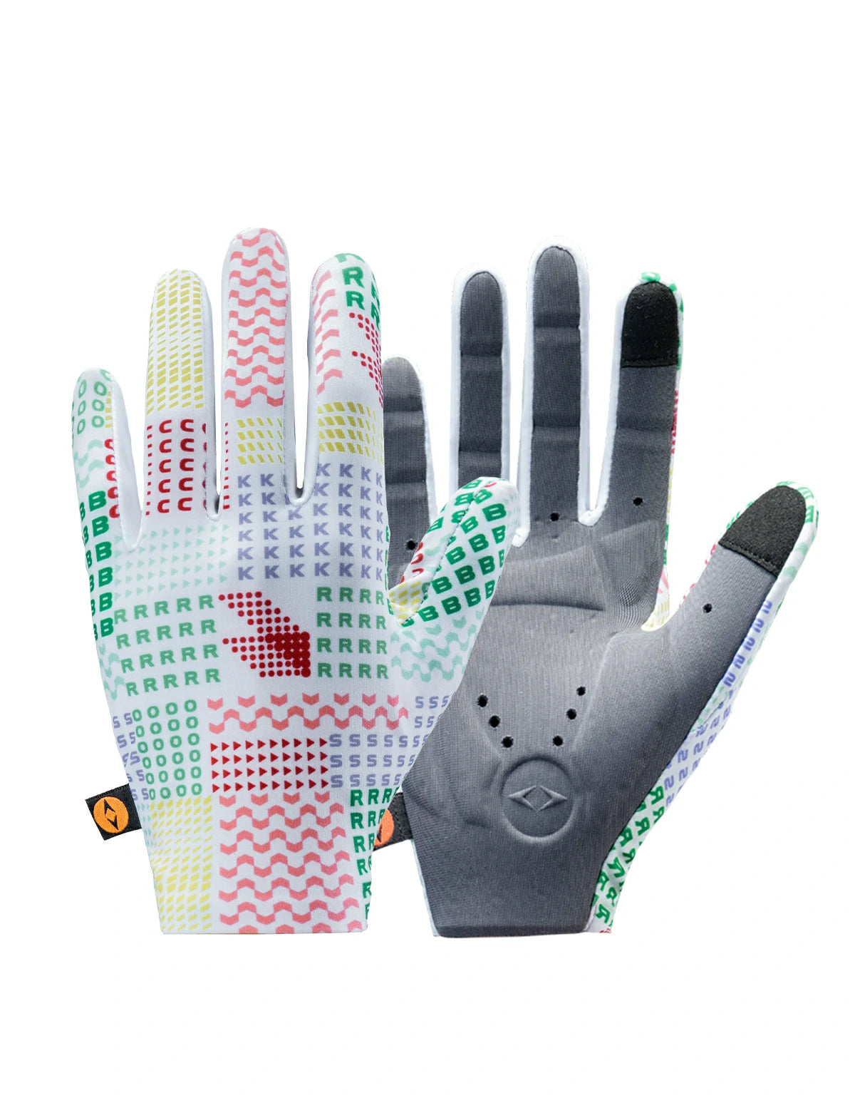 Printed Full Finger Cycling Gloves, Touch‑Screen Thin Summer Bike Gloves, High‑Visibility Color Print Non‑Slip Road Biking Gloves