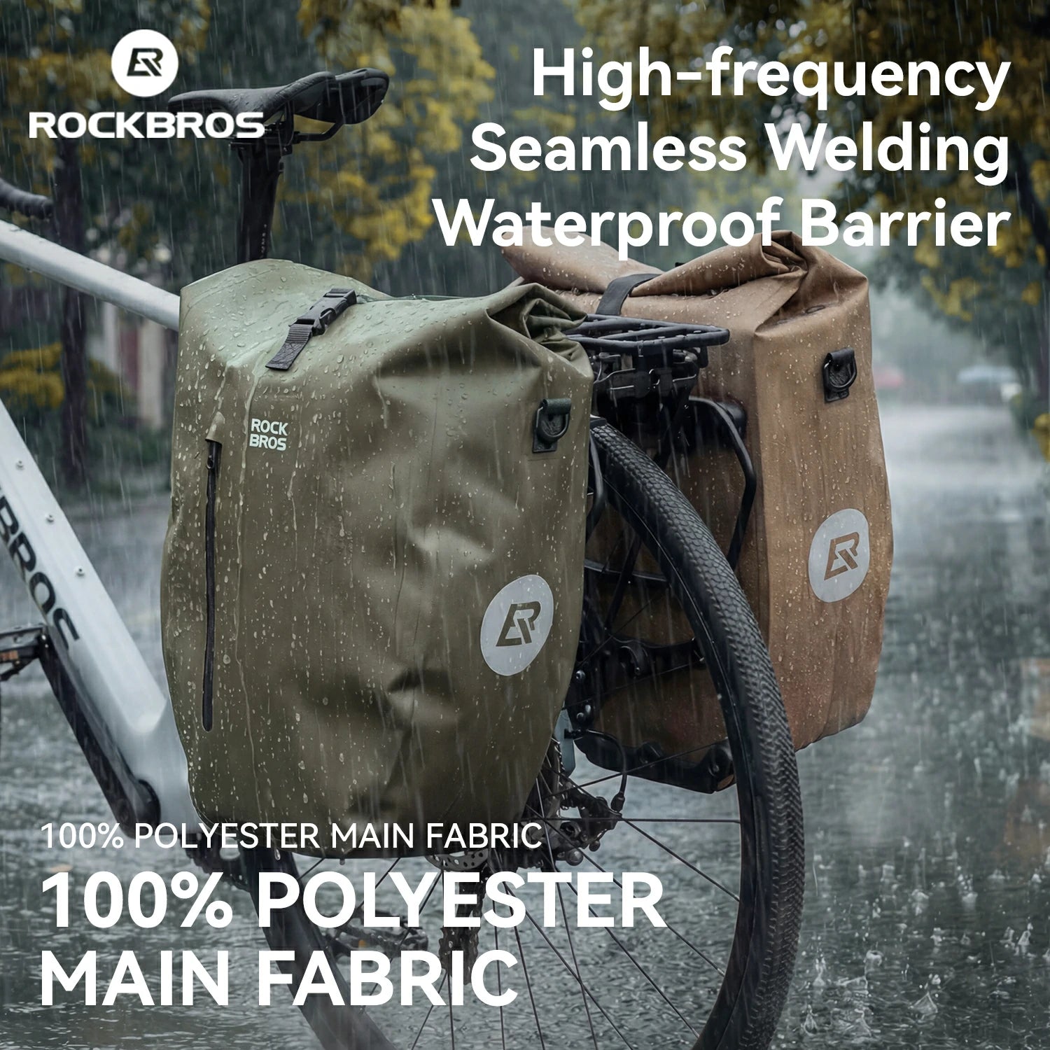 Waterproof Bike Rack Bag 20L Roll-Top Rear Pannier