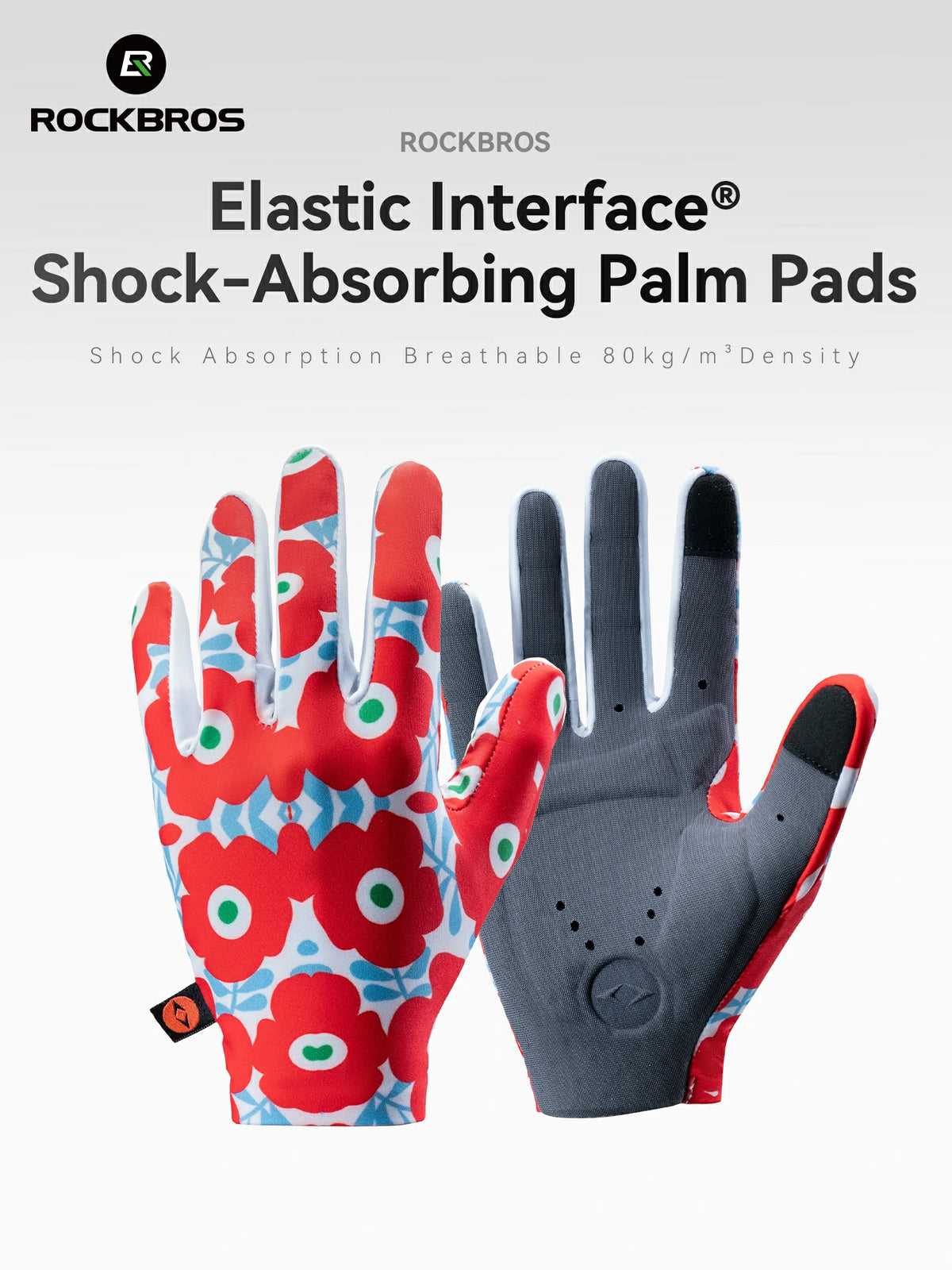Printed Full Finger Cycling Gloves, Touch‑Screen Thin Summer Bike Gloves, High‑Visibility Color Print Non‑Slip Road Biking Gloves